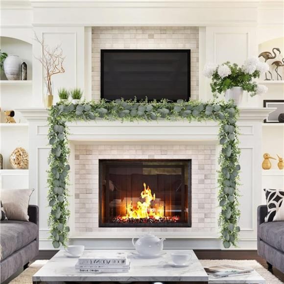 5pcs 5.5ft Artificial Eucalyptus Garland Fake Silver Dollar Eucalyptus Greenery - Picture 5 of 6